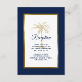 Elegante Hochzeitsempfehlung mit Blue Gold Palm Tr Begleitkarte