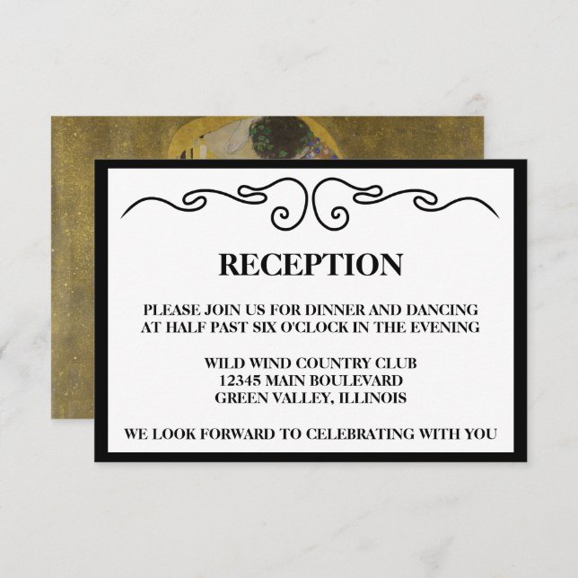 Elegante Hochzeitsempfehlung "The Kiss" Einladung (Vorne/Hinten)