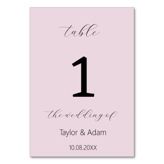 Elegante Hochzeitsfeier Tischnummer (Rückseite)