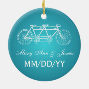 Elegante Hochzeitsgunst Tandem Fahrrad Türkis Keramik Ornament