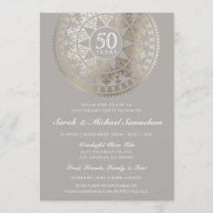 Elegante Hochzeitsjubiläums-Einladungen Goldfolie Einladung