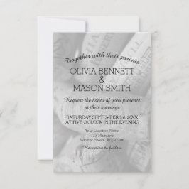 Elegante Hochzeitskarte für Schwarz-Weiß-Wein Einladung