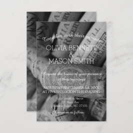 Elegante Hochzeitskarte für Schwarz-Weiß-Wein Einladung