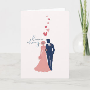 Elegante Hochzeitskarte Love Always mit Brautpaar Karte