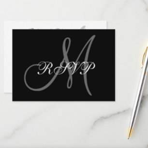 Elegante Hochzeitskarte mit Monogramm RSVP Karte