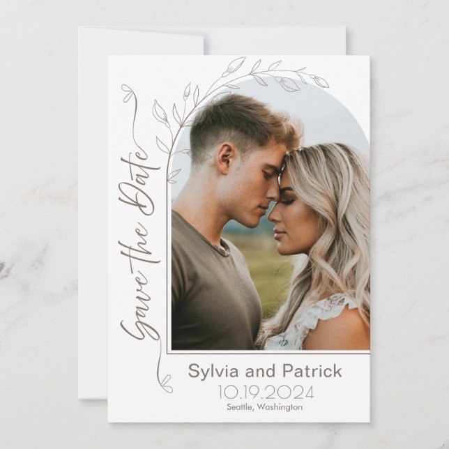 Elegante Hochzeitskarte Save the Date (Vorderseite)