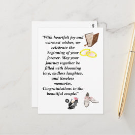 Elegante Hochzeitskarte - Schwarze Heelse mit rosa Postkarte