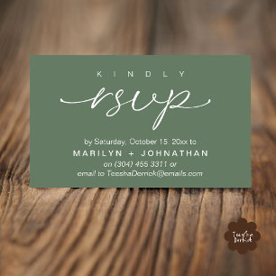 Elegante Hochzeitskarten RSVP per Telefon oder E-M Begleitkarte