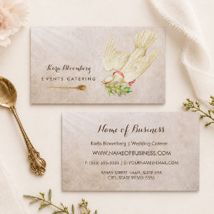 Elegante Hochzeitskaterer Vintage Taube mit Kräute Visitenkarte