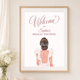 Elegante Hochzeitskleid Brautparty Begrüßung Poster