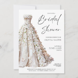 Elegante Hochzeitskleid-Brautparty-Einladung Einladung