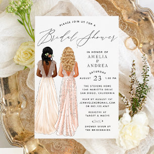 Elegante Hochzeitskleid Brautparty Einladung für z