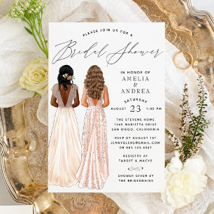 Elegante Hochzeitskleid Brautparty Einladung für z