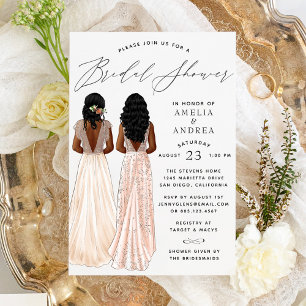 Elegante Hochzeitskleid Brautparty Einladung für z