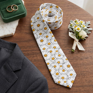 Elegante Hochzeitskrawatte mit gelben weißen Gänse Krawatte