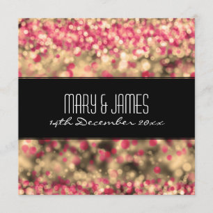 Elegante Hochzeitsleuchten in Fuchsia und Gold Einladung