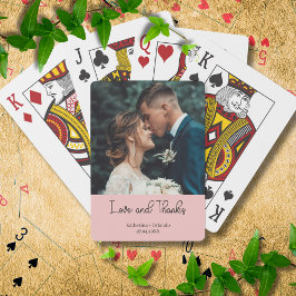 Elegante Hochzeitsliebe und Dankeschön-Foto in Ros Spielkarten