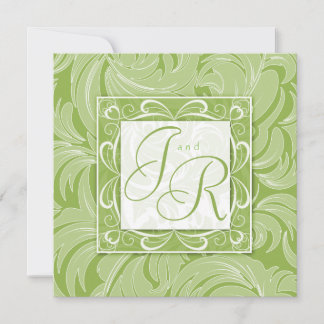 Elegante Hochzeitsluftigkeit Leaf Blumenkalkgrün Einladung