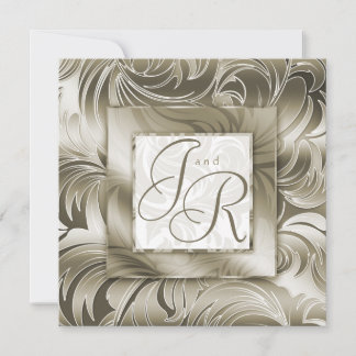 Elegante Hochzeitsluftigkeit Leaf Floral Gold Taup Einladung