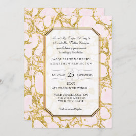 Elegante Hochzeitsmarmorpapier-Rose Gold Einladung