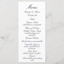 Elegante Hochzeitsmenü Menükarte