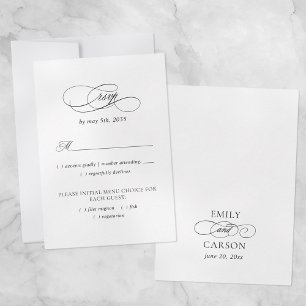 Elegante Hochzeitsmenü-Wahl Schwarz & Weiß RSVP Karte