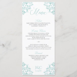 Elegante Hochzeitsmenüs Nadine (Hell Türkis) Menükarte