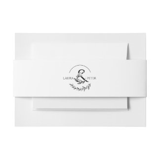 Elegante Hochzeitsmonogramme mit Blumenampersand Einladungsbanderole