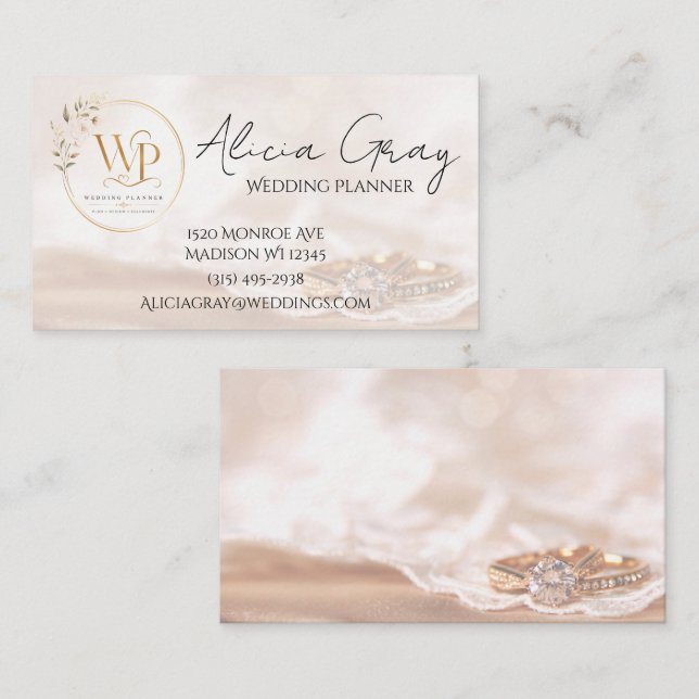 Elegante Hochzeitsplaner Visitenkarte (Vorne/Hinten)