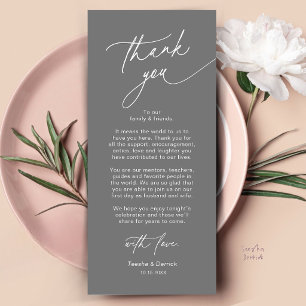Elegante Hochzeitsplatz-Dankeskarten-Set Programm