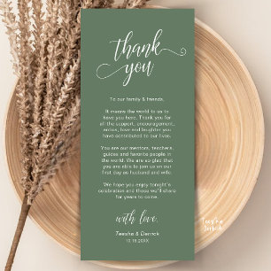 Elegante Hochzeitsplatz-Dankeskarten-Set Programm