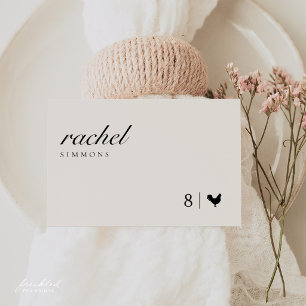 Elegante Hochzeitsplatzkarte mit Mahlzeiten-Symbol Tischnummer