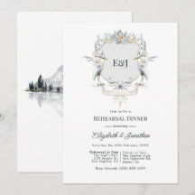 Elegante Hochzeitsprobe-Dinner-Einladung mit Monog