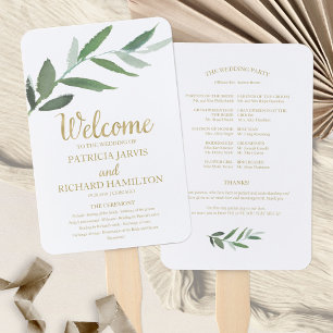 Elegante Hochzeitsprogramme mit Goldfolie und Grün Fächer