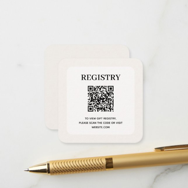 Elegante Hochzeitsregistrierungs-QR-Code Begleitkarte (Vorderseite/Rückseite Beispiel)