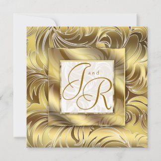 Elegante Hochzeitsreise Leaf Floral Gold Light Einladung