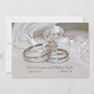 Elegante Hochzeitsringe Save the Date Einladung