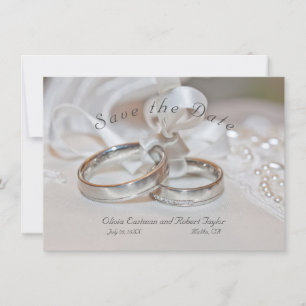 Elegante Hochzeitsringe Save the Date Einladung