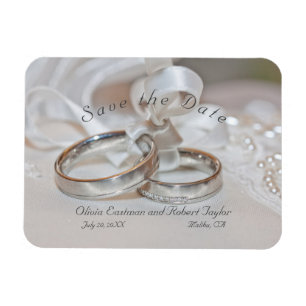 Elegante Hochzeitsringe Save the Date Magnet