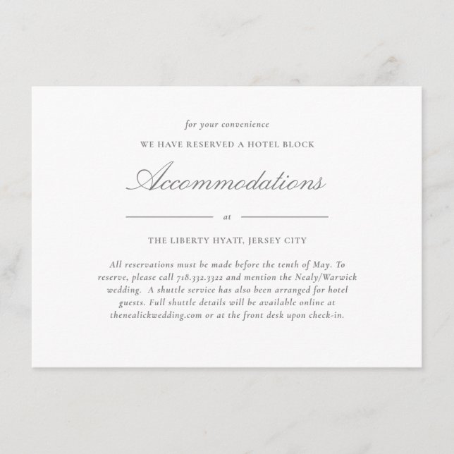 Elegante Hochzeitsschrift Begleitkarte (Vorderseite)