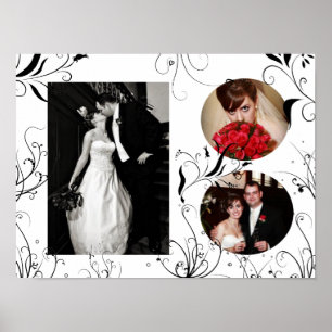 Elegante Hochzeitsschrift Foto Print Poster