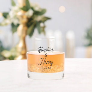 Elegante Hochzeitsschrift Schwarze Typografie Whiskyglas