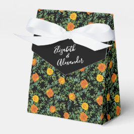 Elegante Hochzeitsschwarz und orange Rose Geschenkschachtel