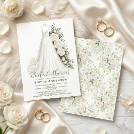 Elegante Hochzeitsshower mit Hochzeitskleid Einladung