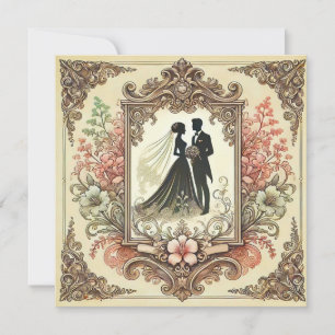 Elegante Hochzeitssilhouette gerahmt Einladung