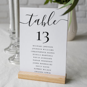 Elegante Hochzeitsskizze für Tischnummer und Sitzp