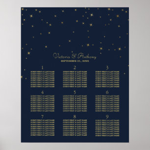 Elegante Hochzeitsstars für die Marine und Gold Fa Poster