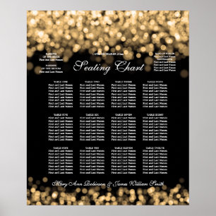 Elegante Hochzeitsstichtabelle Gold Lights Poster
