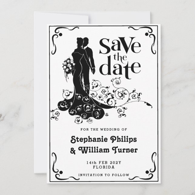 Elegante Hochzeitsstiftung Save the Date (Vorderseite)