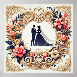 Elegante Hochzeitsstimmung Gerahmt Poster